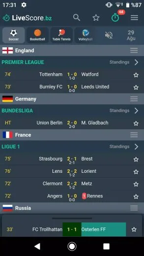 Screenshot LiveScore.bz