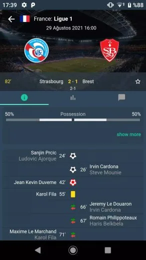 Screenshot LiveScore.bz application