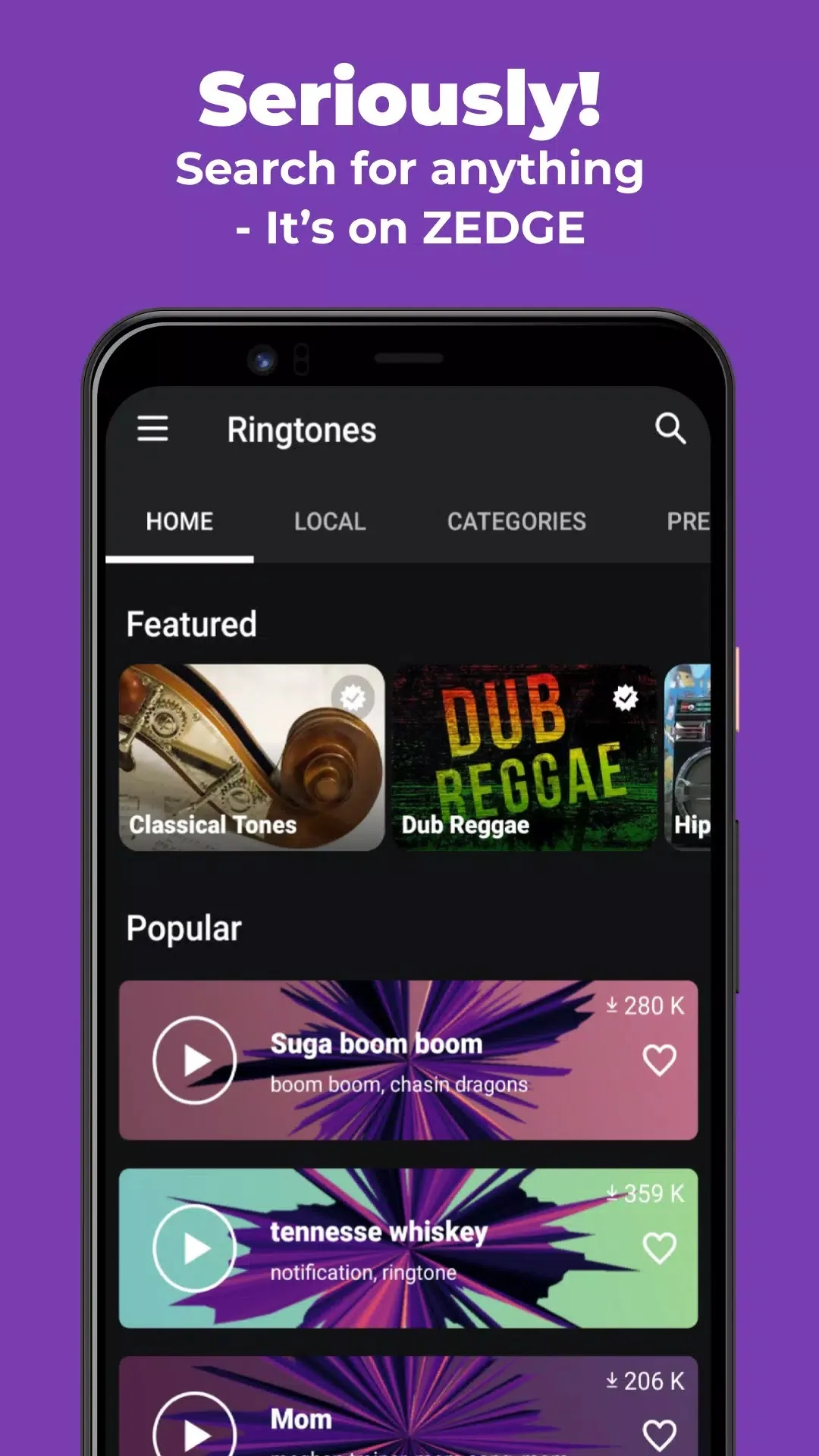 Screenshot ZEDGE app Screenshot ZEDGE app